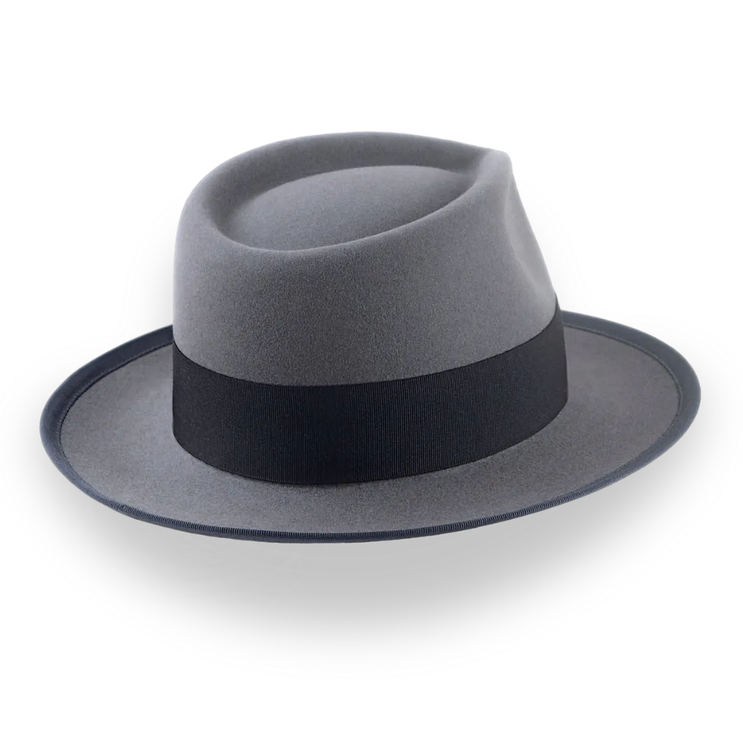 Classic Men's Fedora Hat In Grey Beaver Fur Felt | The Patron - Agnoulita Hats 3