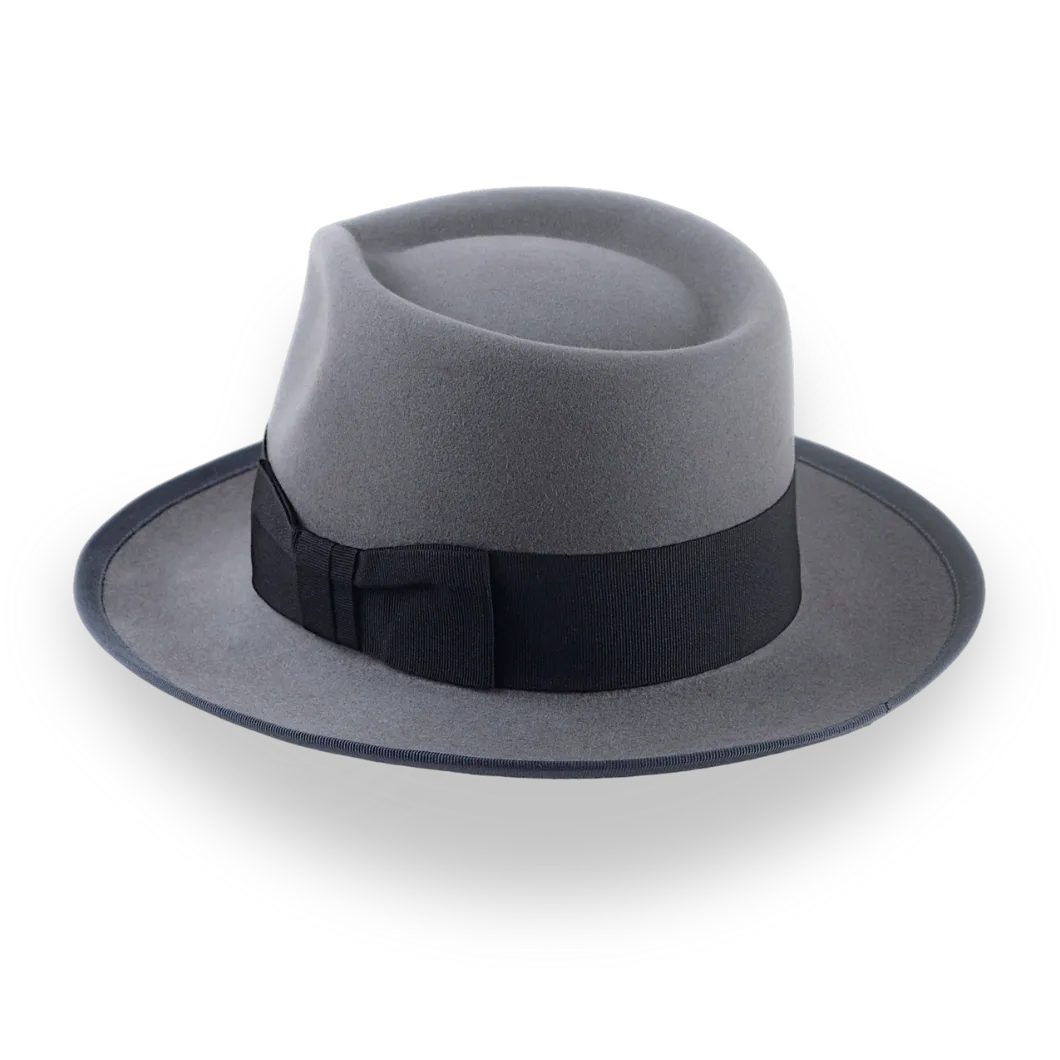 Classic Men's Fedora Hat In Grey Beaver Fur Felt | The Patron - Agnoulita Hats 4