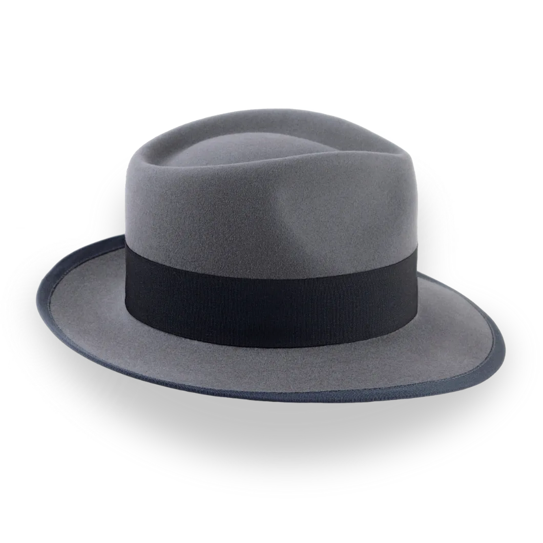 Classic Men's Fedora Hat In Grey Beaver Fur Felt | The Patron - Agnoulita Hats 5