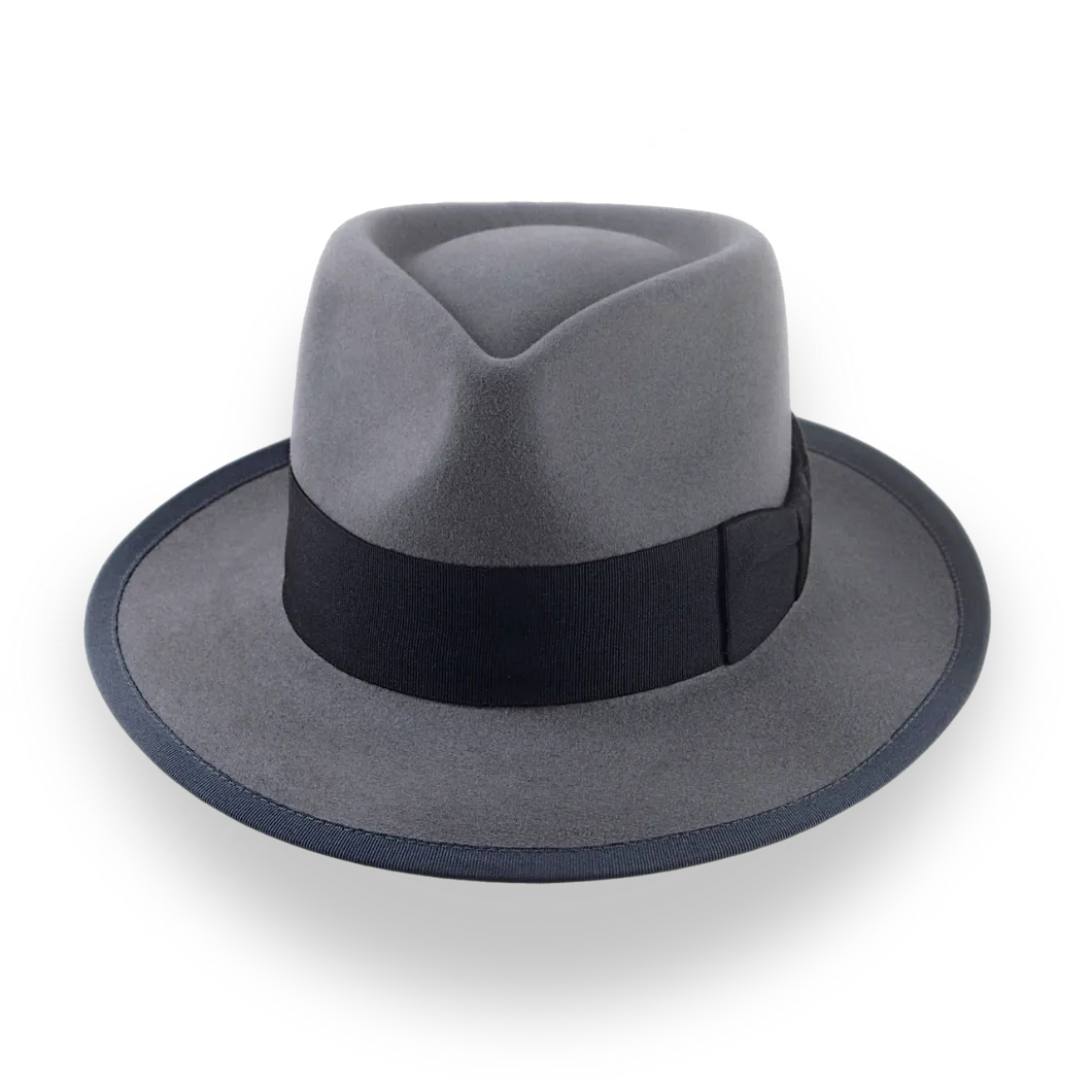 Classic Men's Fedora Hat In Grey Beaver Fur Felt | The Patron - Agnoulita Hats 6