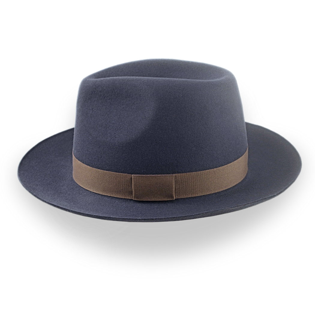 Classic Men's Fedora in Dark Slate Grey Fur Felt | The Senator - Agnoulita Hats 2