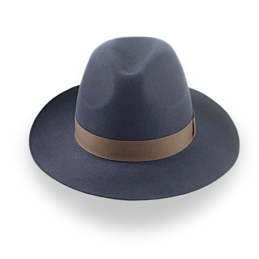 Classic Men's Fedora in Dark Slate Grey Fur Felt | The Senator - Agnoulita Hats 6