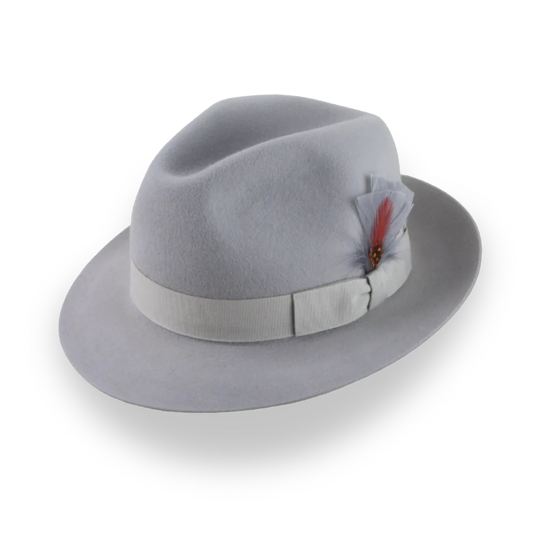 Classic Short Brim Fedora in Light Grey Fur Felt | The Phoenix - Agnoulita Hats 1