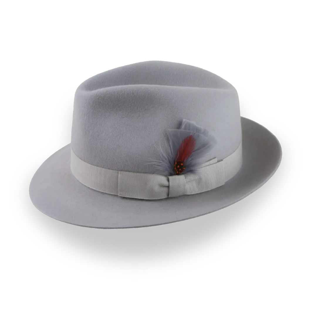 Classic Short Brim Fedora in Light Grey Fur Felt | The Phoenix - Agnoulita Hats 2