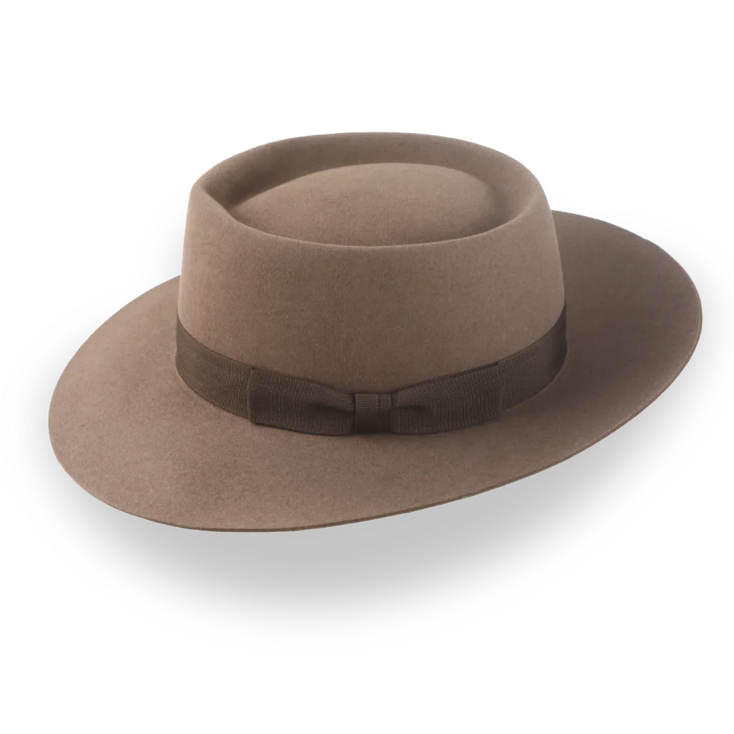Classic Wide-Brim Porkpie Hat in Premium Beaver Felt | The Oppenheimer - Agnoulita Hats 2