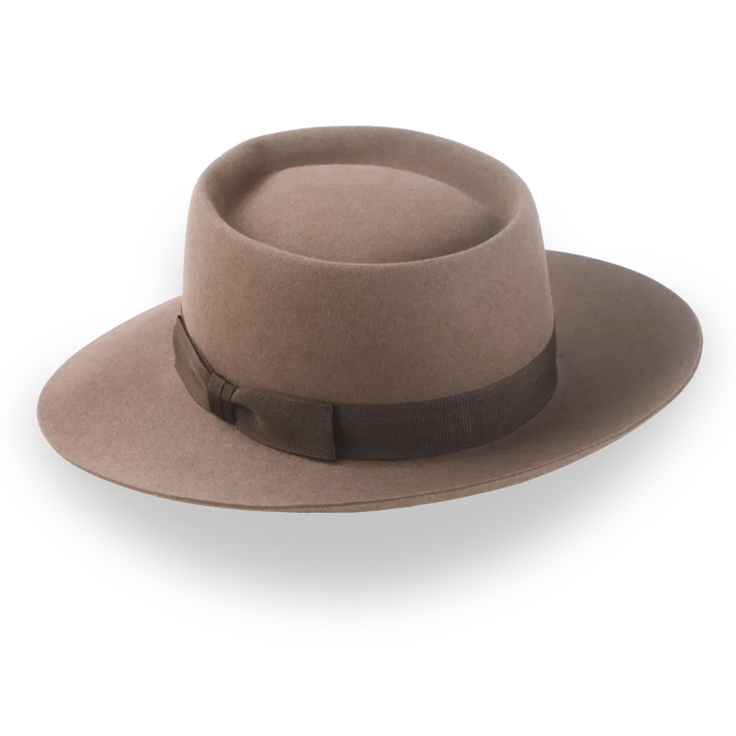 Classic Wide-Brim Porkpie Hat in Premium Beaver Felt | The Oppenheimer - Agnoulita Hats 3