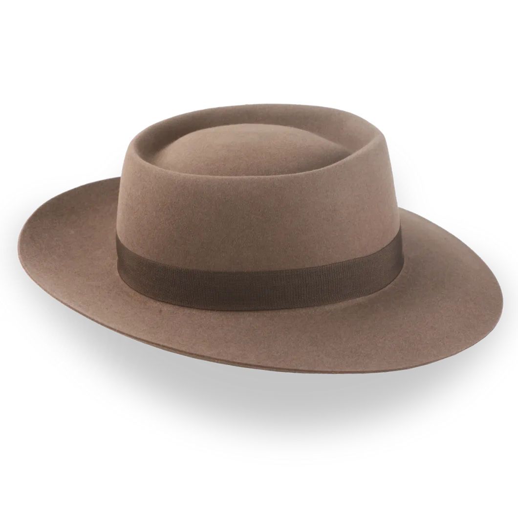 Classic Wide-Brim Porkpie Hat in Premium Beaver Felt | The Oppenheimer - Agnoulita Hats 5
