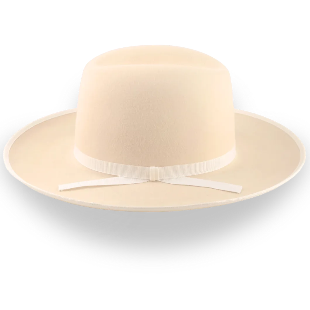 Cream Wide Brim Western Fedora Hat in Malleable Fur Felt | The Wayfarer - Agnoulita Hats 2