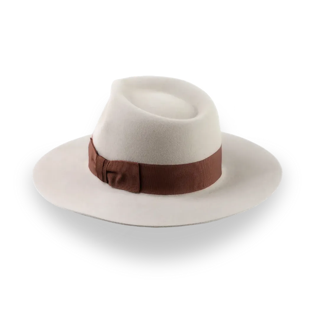 Custom Crafted Beige Flat Brim Fedora Hat | The Rusty 11 - Agnoulita Hats 3