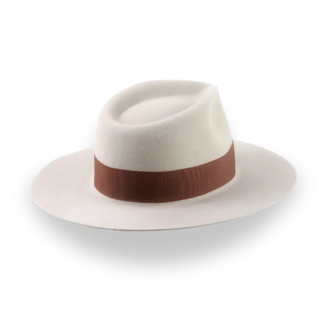 Custom Crafted Beige Flat Brim Fedora Hat | The Rusty 11 - Agnoulita Hats 4