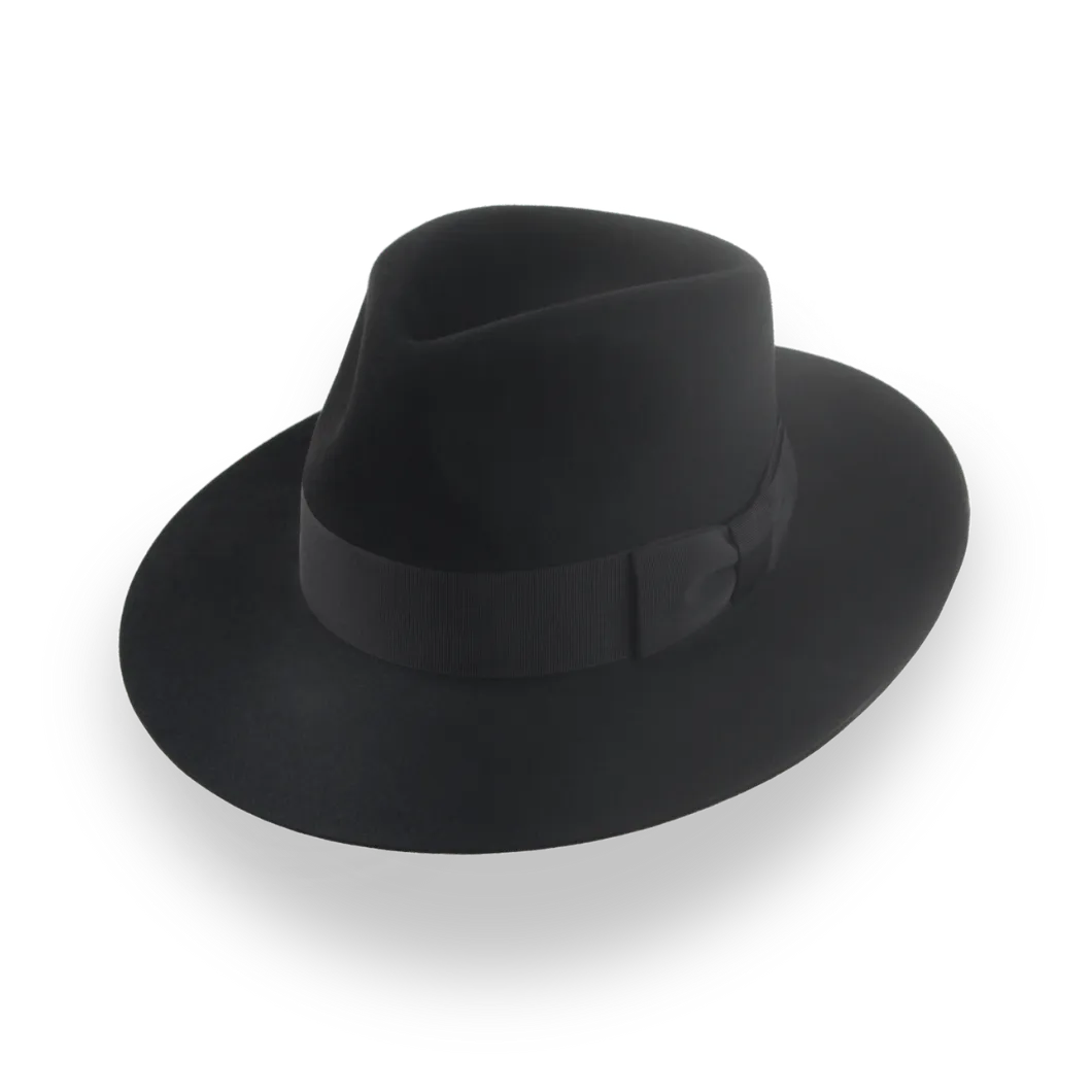 Custom Crafted Black Beaver Felt Fedora | The Regent - Agnoulita Hats 1