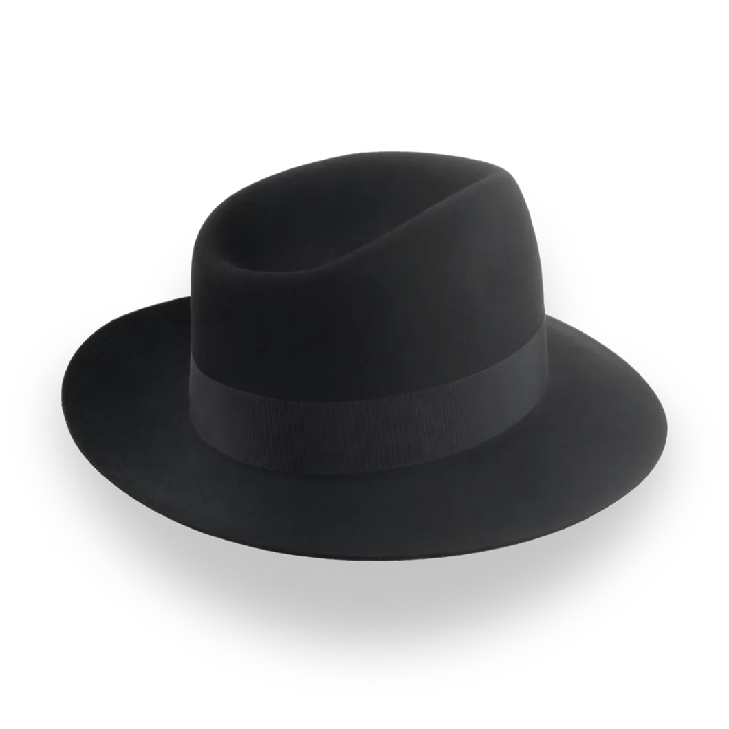 Custom Crafted Black Beaver Felt Fedora | The Regent - Agnoulita Hats 4