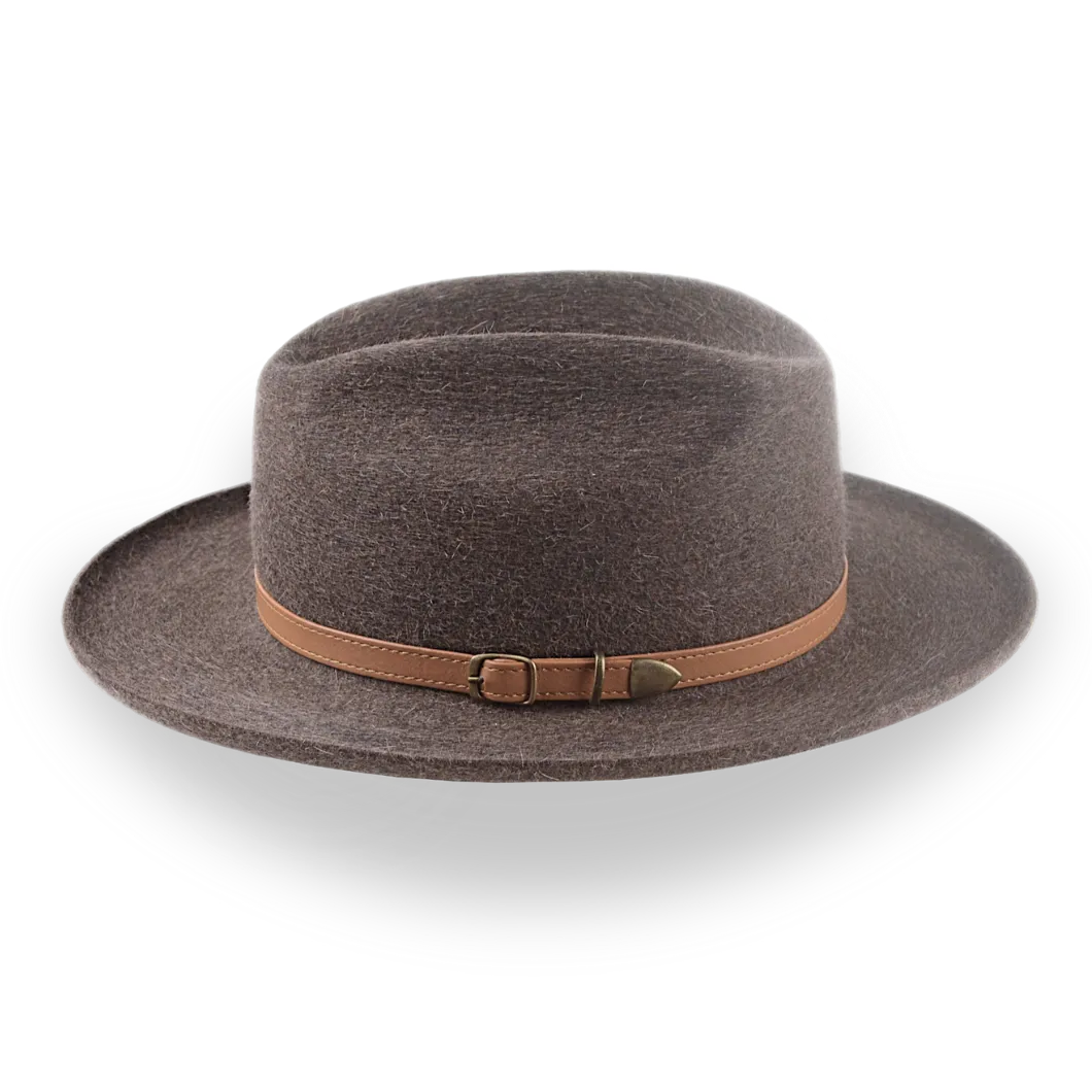 Custom Crafted Open Road Fedora in Mélange Fur Felt | The Tatooine - Agnoulita Hats 2