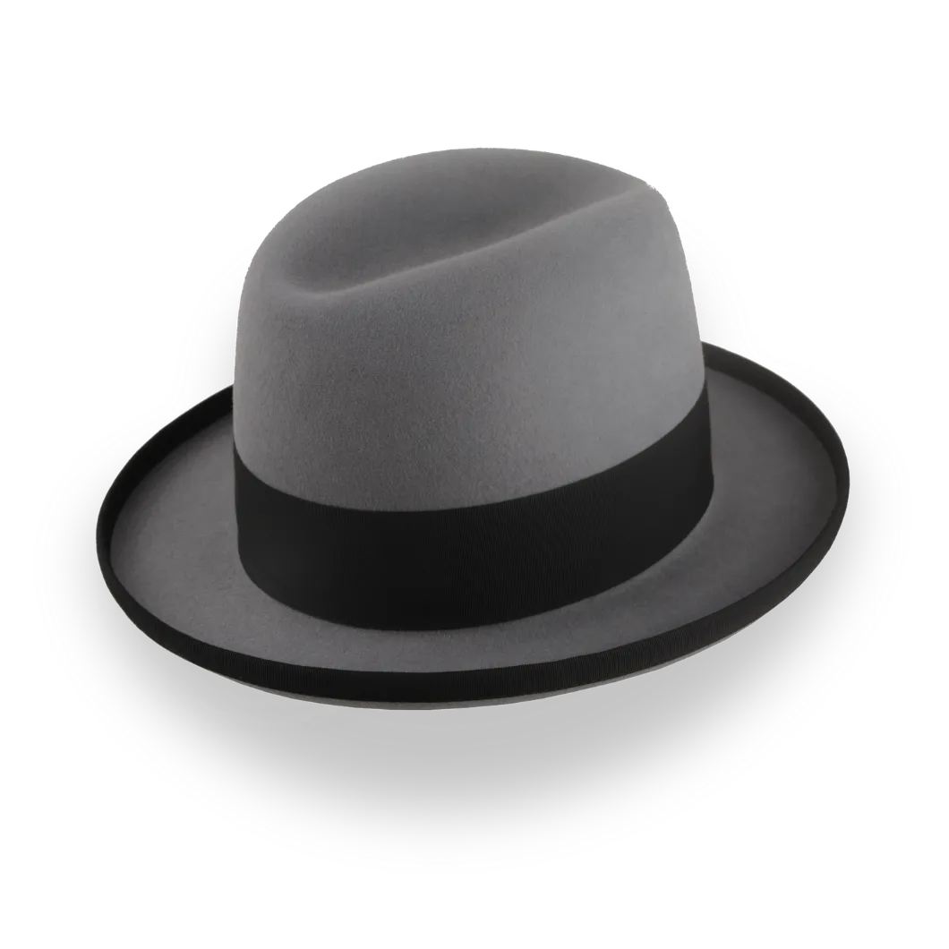 Customizable Grey Fur Felt Poirot Homburg Hat | The Cerebelle - Agnoulita Hats 4