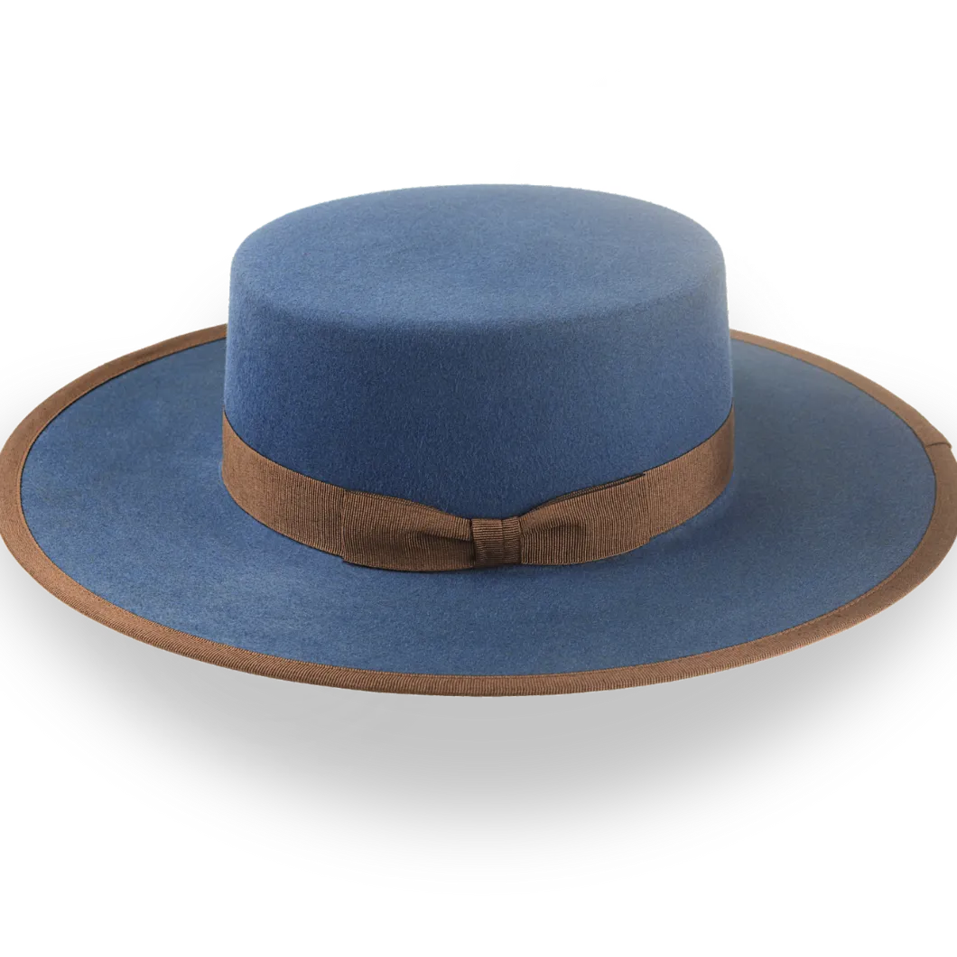 Dark Blue Flat Cowboy Hat in Durable Fur Felt | The Gaucho - Agnoulita Hats 2