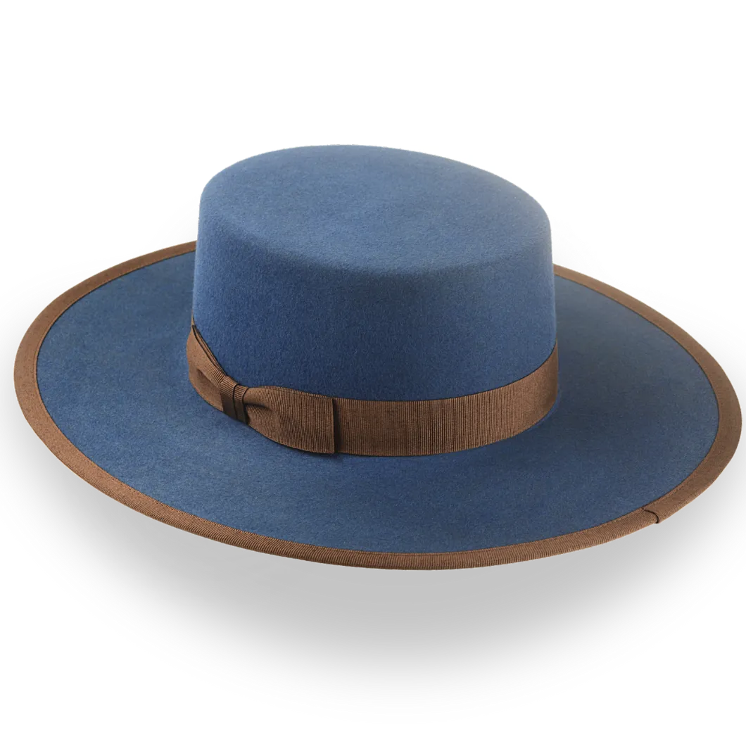 Dark Blue Flat Cowboy Hat in Durable Fur Felt | The Gaucho - Agnoulita Hats 3