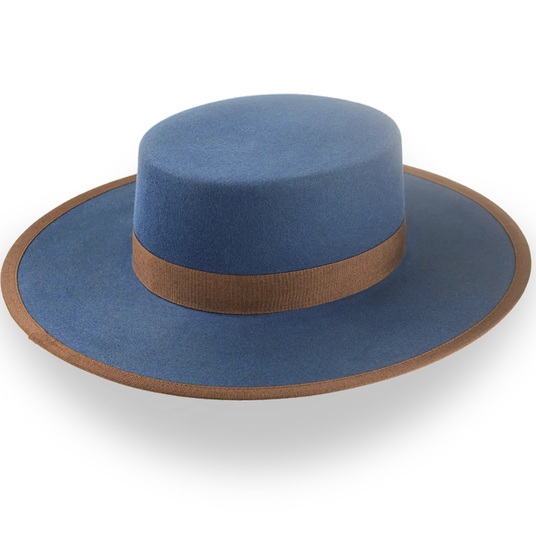 Dark Blue Flat Cowboy Hat in Durable Fur Felt | The Gaucho - Agnoulita Hats 4
