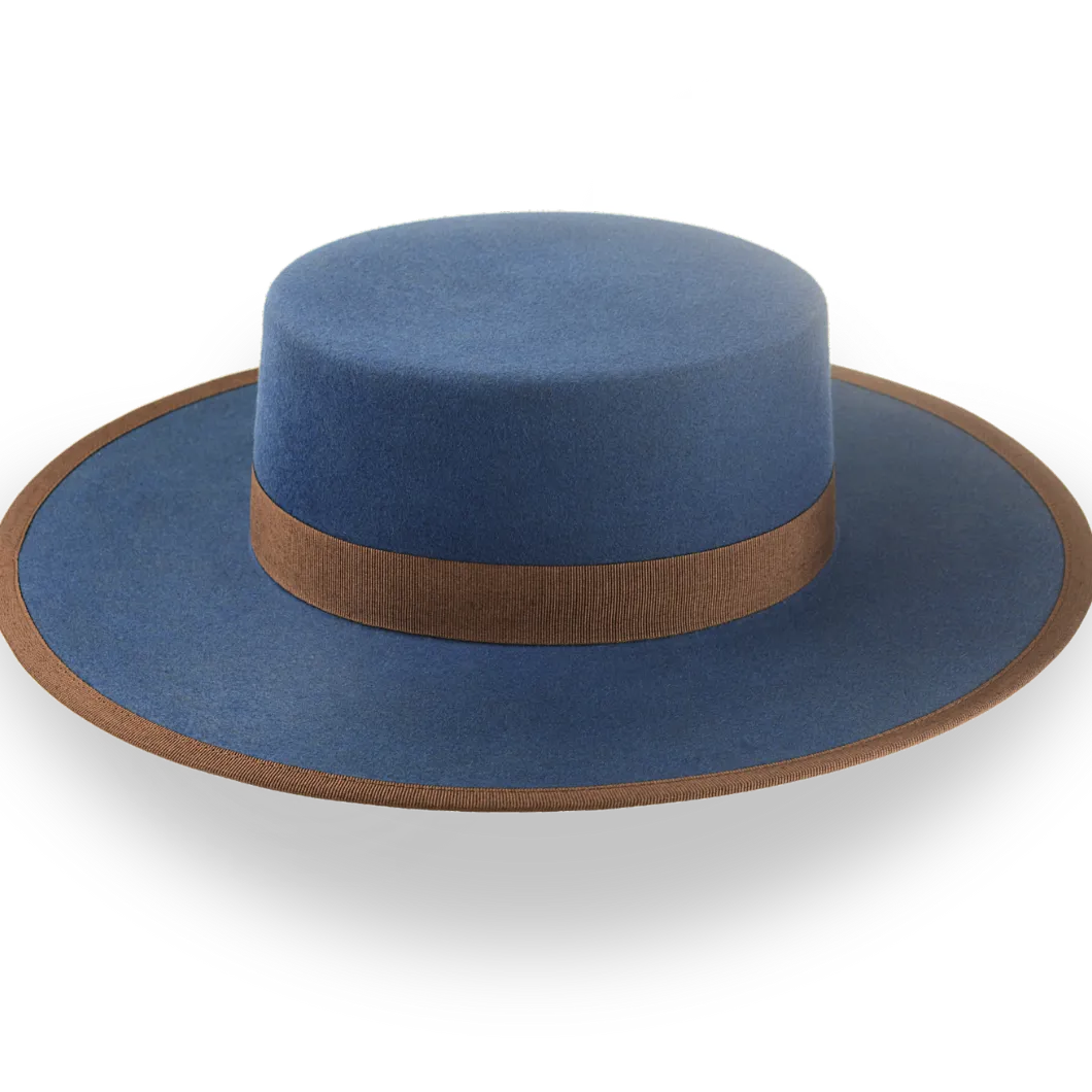 Dark Blue Flat Cowboy Hat in Durable Fur Felt | The Gaucho - Agnoulita Hats 5