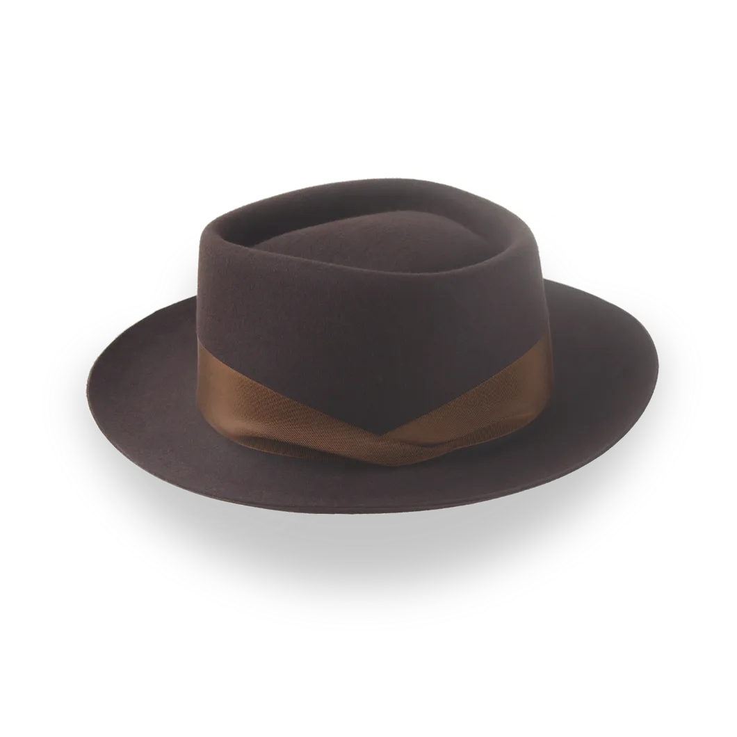 Dark Brown Diamond Crown Jazz Fedora in Smooth Fur Felt | The Roamer - Agnoulita Hats 2