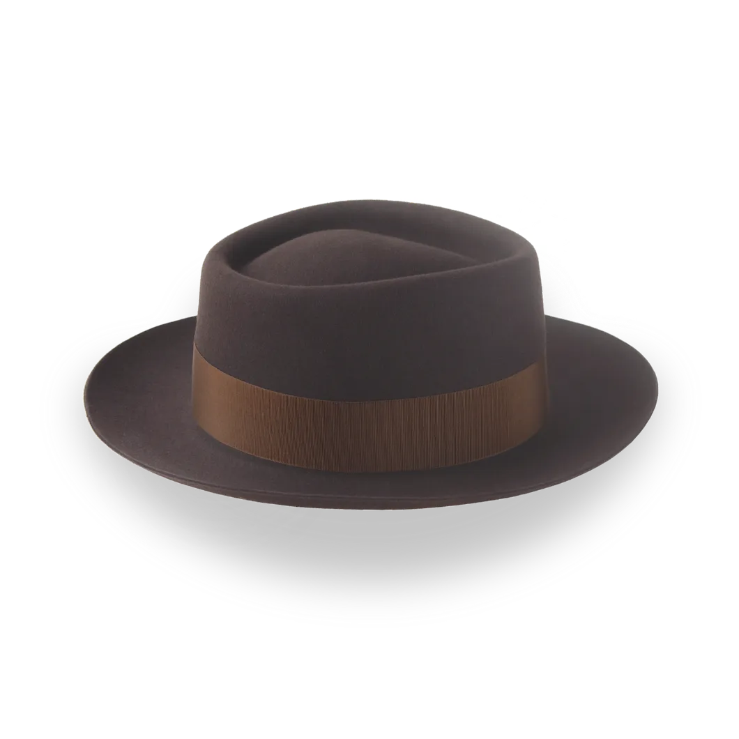 Dark Brown Diamond Crown Jazz Fedora in Smooth Fur Felt | The Roamer - Agnoulita Hats 5
