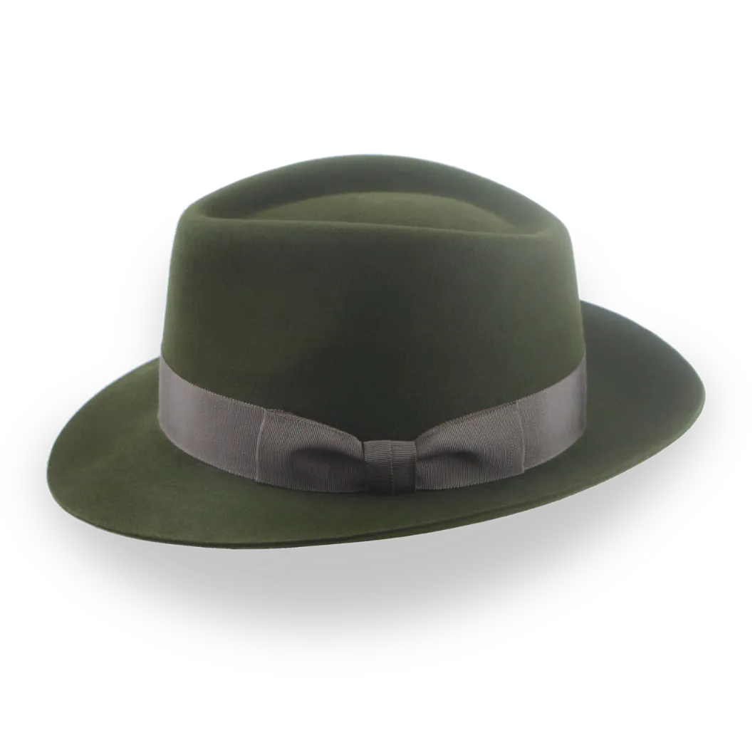 Dark Green Fedora Hat for Men in Premium Fur Felt | The Hunter - Agnoulita Hats 2