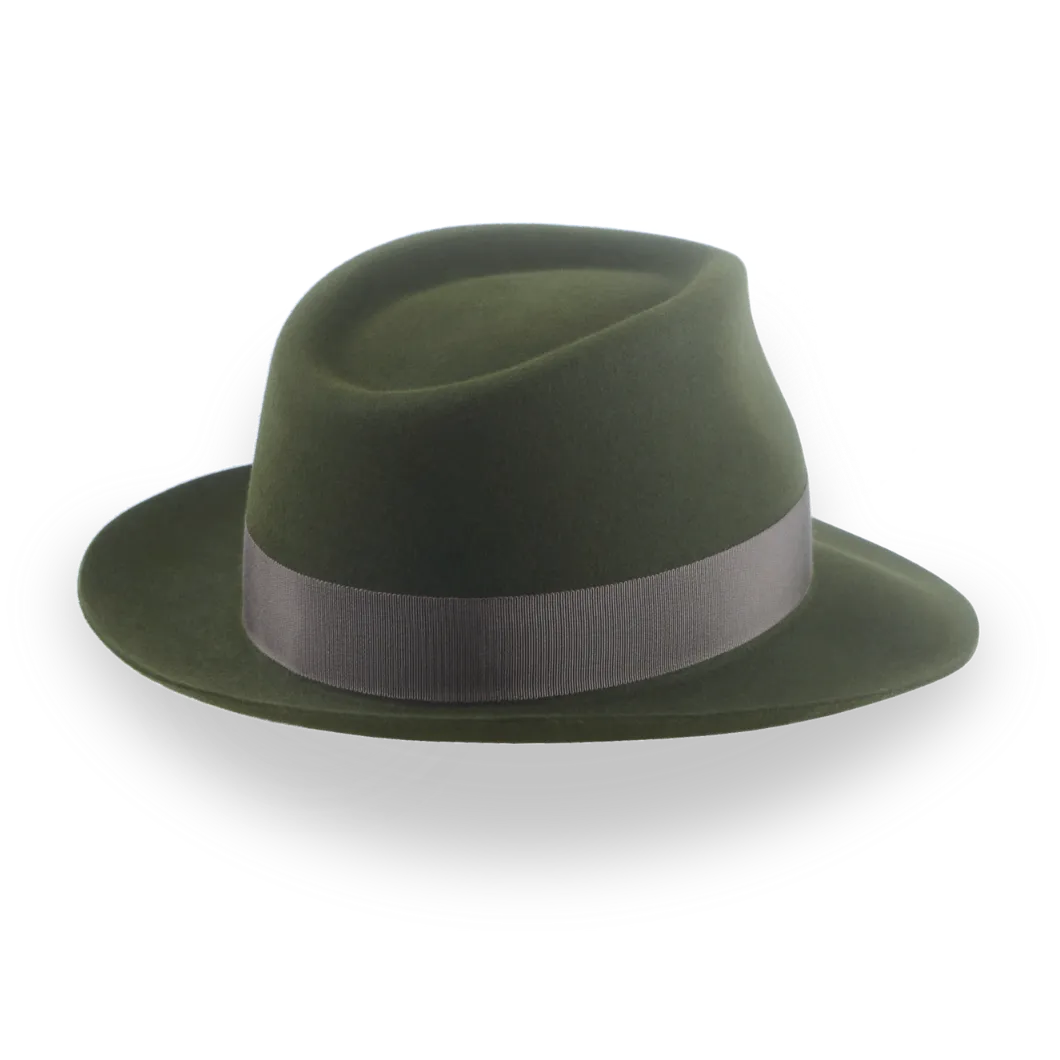 Dark Green Fedora Hat for Men in Premium Fur Felt | The Hunter - Agnoulita Hats 4