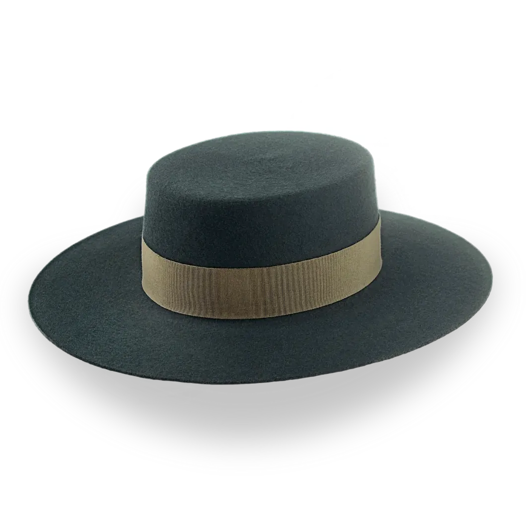 Dark Green Flat Top Western Hat in Premium Wool Felt | The Woodsman - Agnoulita Hats 4