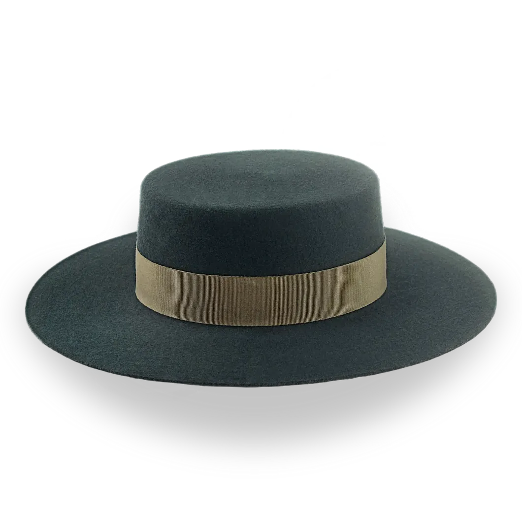 Dark Green Flat Top Western Hat in Premium Wool Felt | The Woodsman - Agnoulita Hats 5