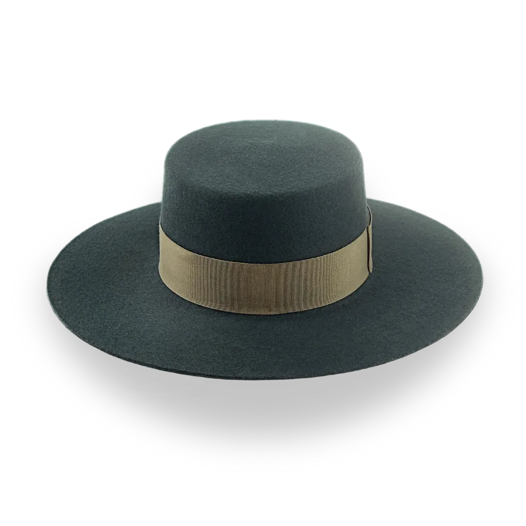 Dark Green Flat Top Western Hat in Premium Wool Felt | The Woodsman - Agnoulita Hats 6
