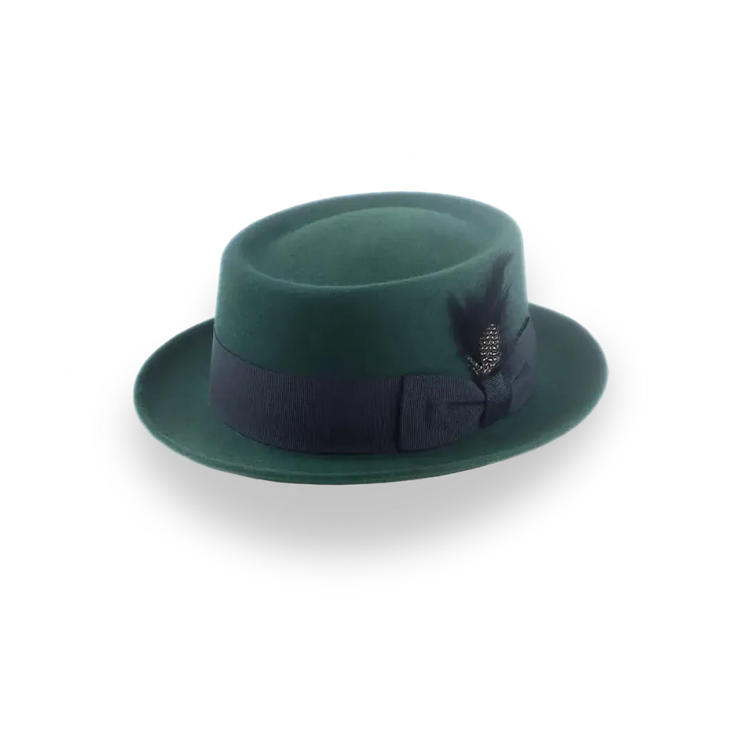 Dark Green Porkpie Hat in Smooth Fur Felt | The Soloist - Agnoulita Hats 1