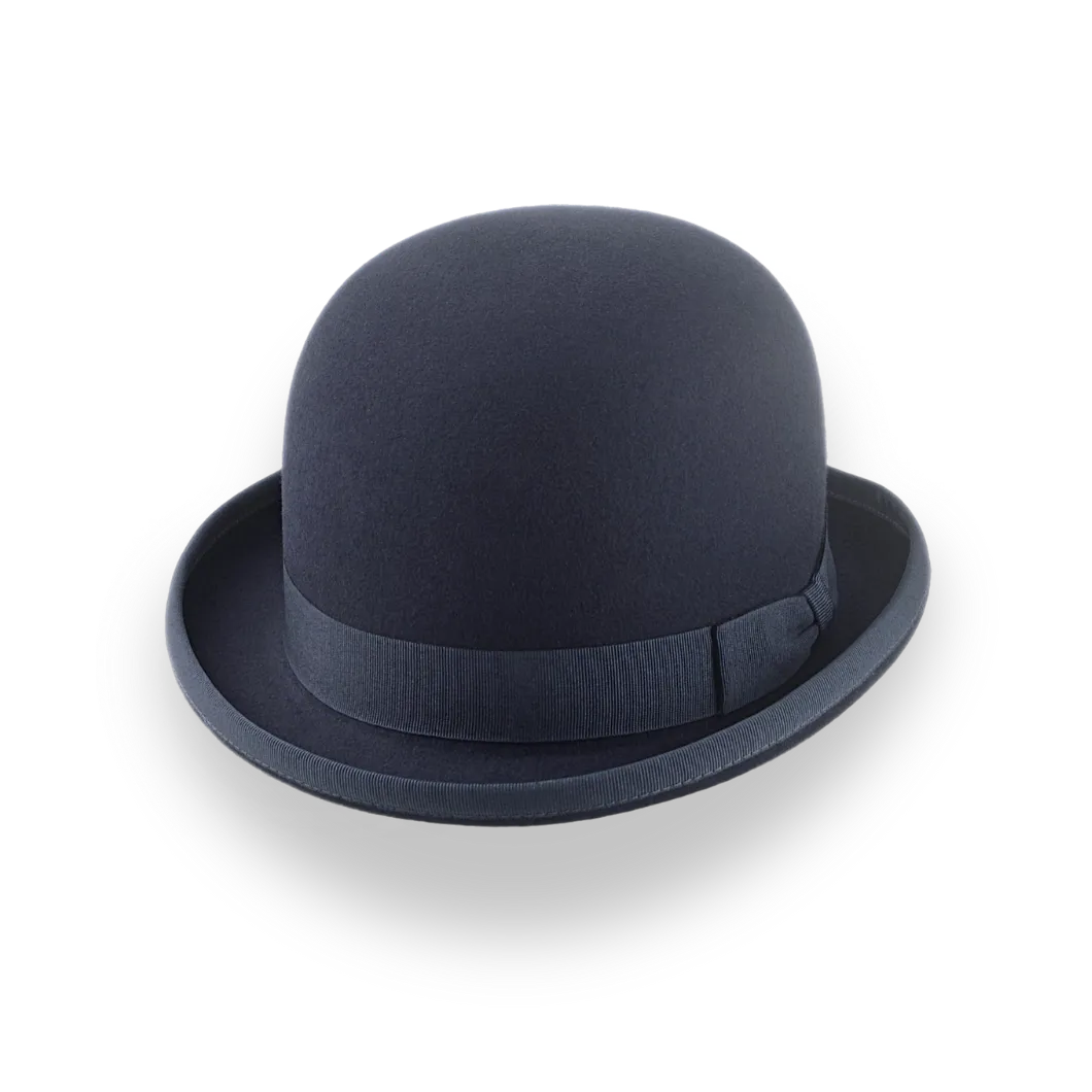 Dark Grey Classic Bowler Hat in Premium Fur Felt | The Coke - Agnoulita Hats 1