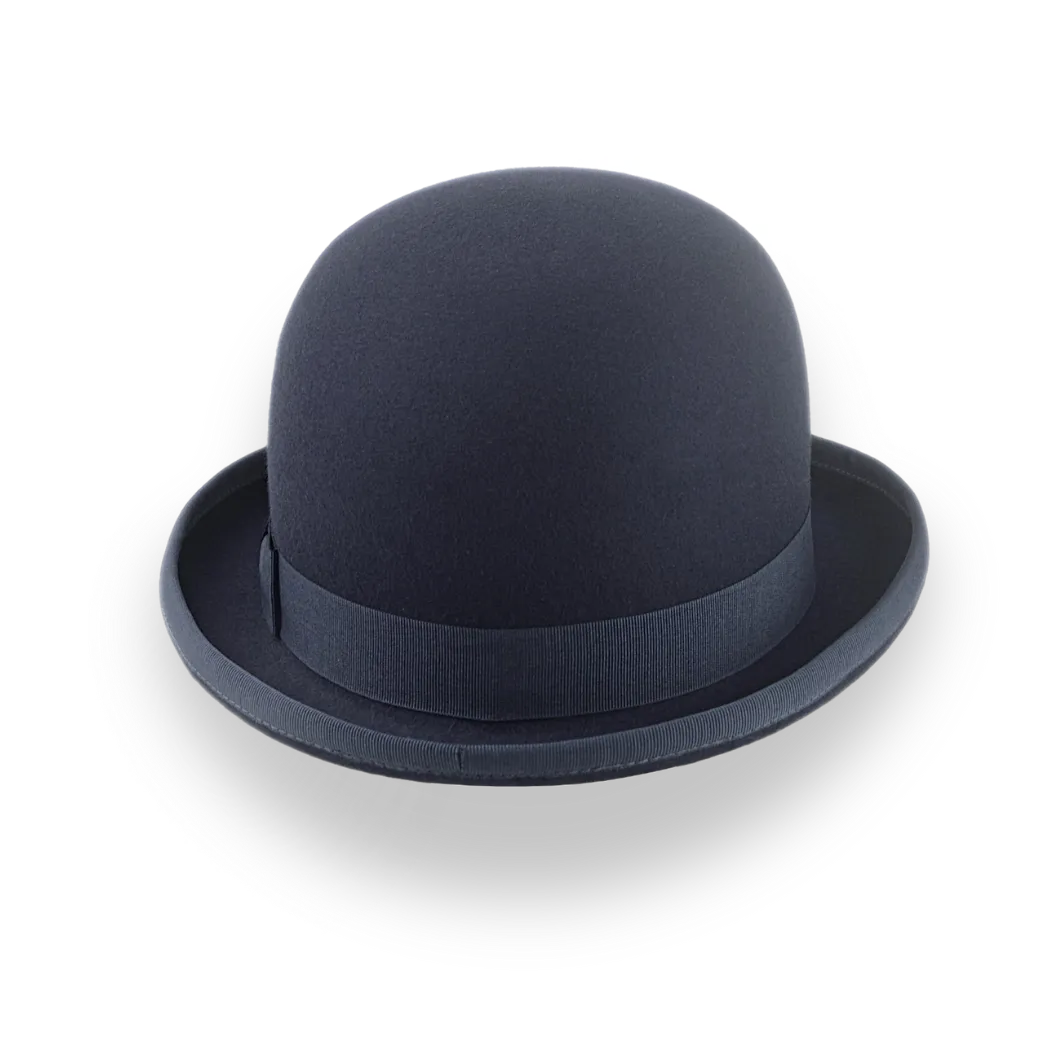 Dark Grey Classic Bowler Hat in Premium Fur Felt | The Coke - Agnoulita Hats 4