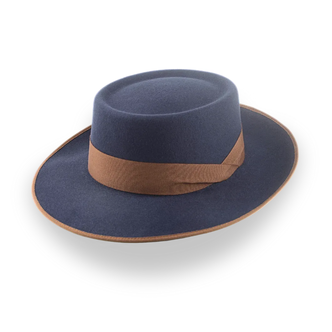 Dark Grey Telescope Wide Brim Fedora Hat For Men | The Zodiac - Agnoulita Hats 1