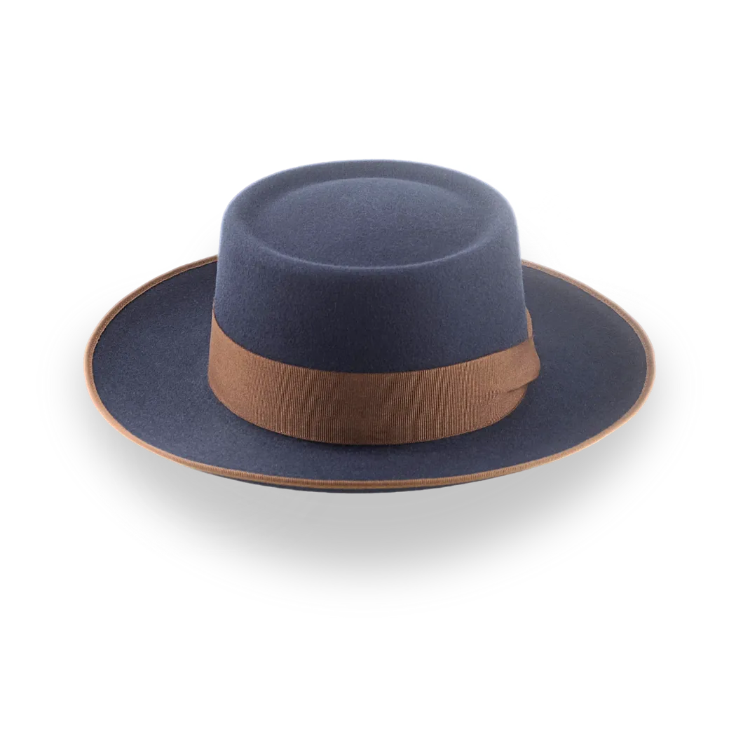 Dark Grey Telescope Wide Brim Fedora Hat For Men | The Zodiac - Agnoulita Hats 6