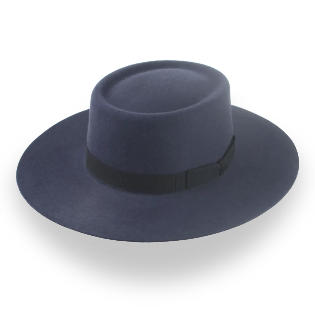 Dark Grey Luxury Western Flat Bill Hat in Vaquero Style | The Mesa - Agnoulita Hats 1