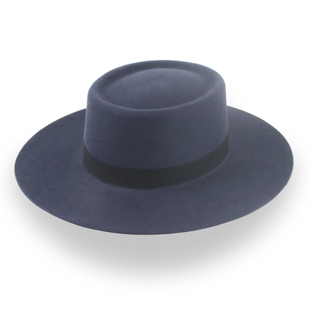Dark Grey Luxury Western Flat Bill Hat in Vaquero Style | The Mesa - Agnoulita Hats 4