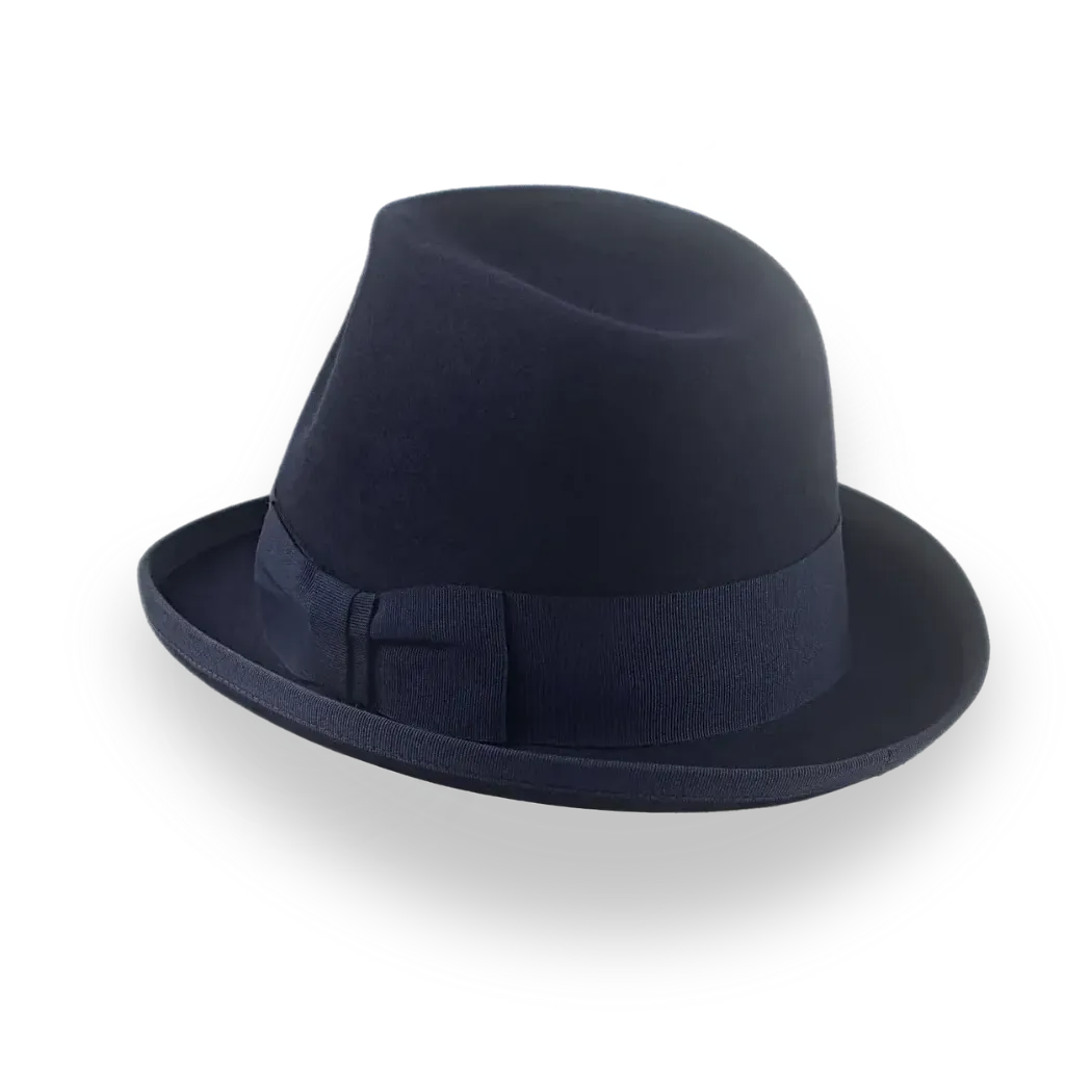 Dark Navy Blue 1920's Mens Retro Homburg Hat | The Phaeton - Agnoulita Hats 3