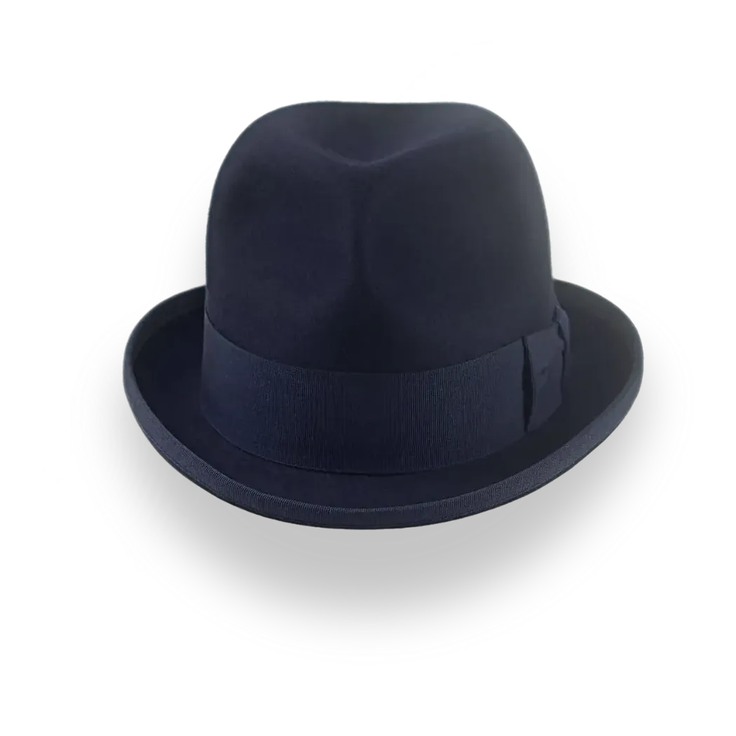 Dark Navy Blue 1920's Mens Retro Homburg Hat | The Phaeton - Agnoulita Hats 6