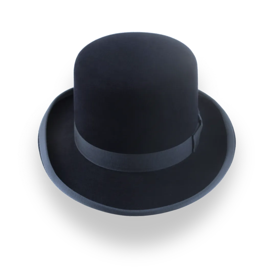 Dark Navy Flat Crown Bowler Hat in Luxurious Beaver Fur Felt | The Neptune - Agnoulita Hats 6