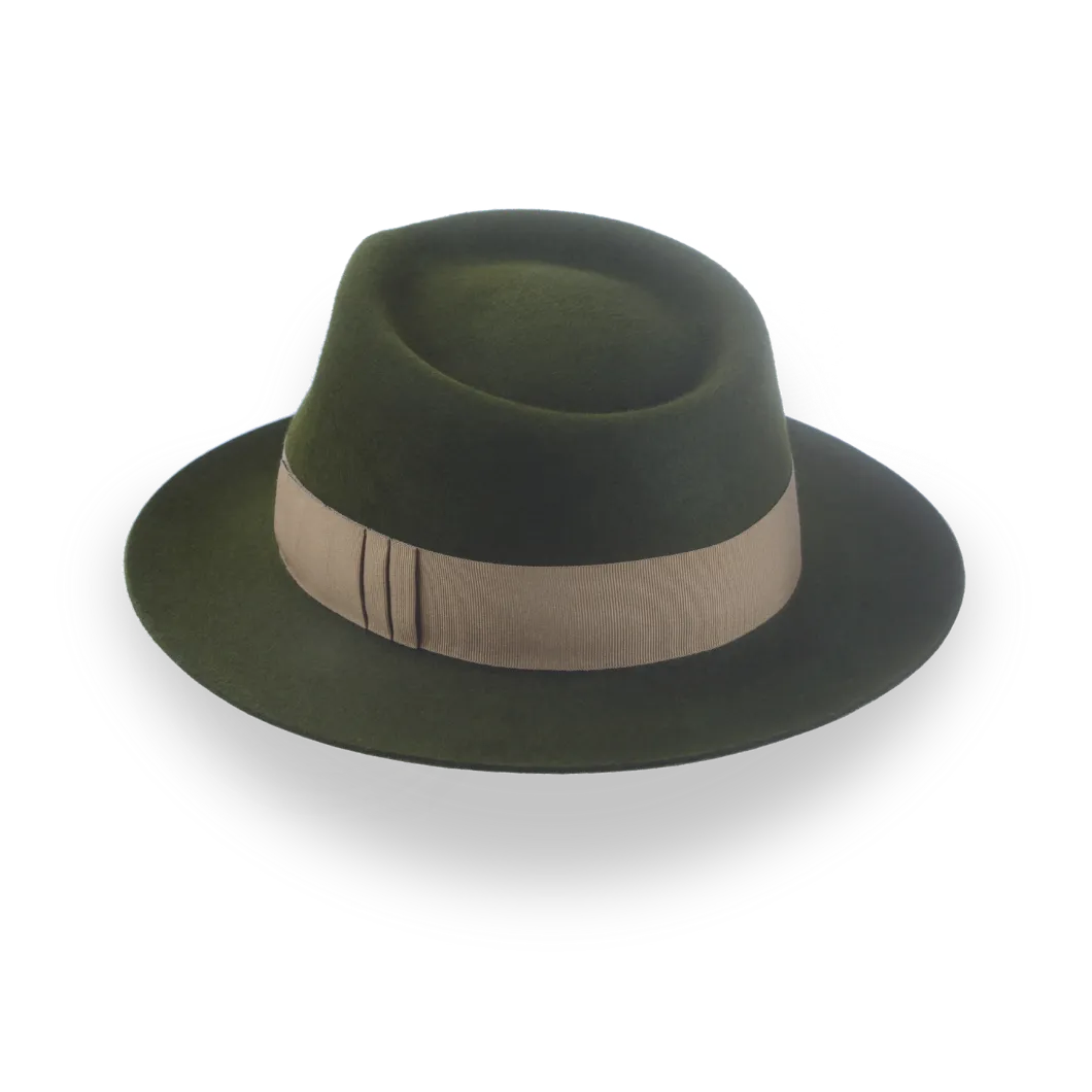 Dark Olive Green Jazz Fedora Hat for Men | The Axel - Agnoulita Hats 3