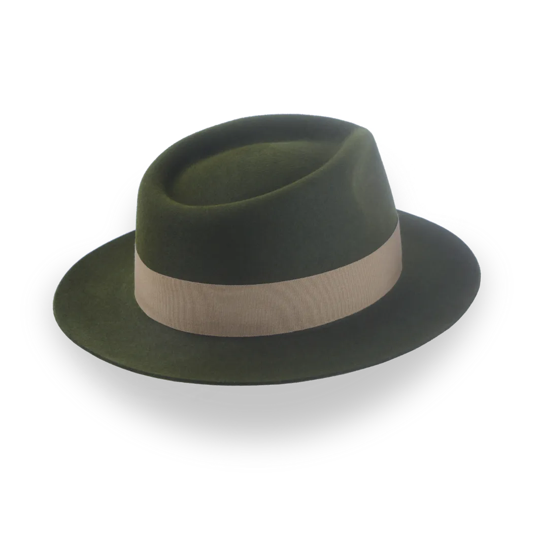 Dark Olive Green Jazz Fedora Hat for Men | The Axel - Agnoulita Hats 4