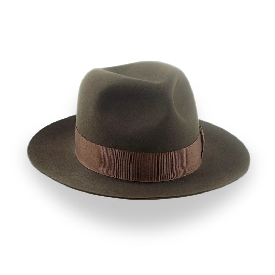 Dark Olive Green Poet Hat in Artisan Beaver Fur Felt | The Templar - Agnoulita Hats 6