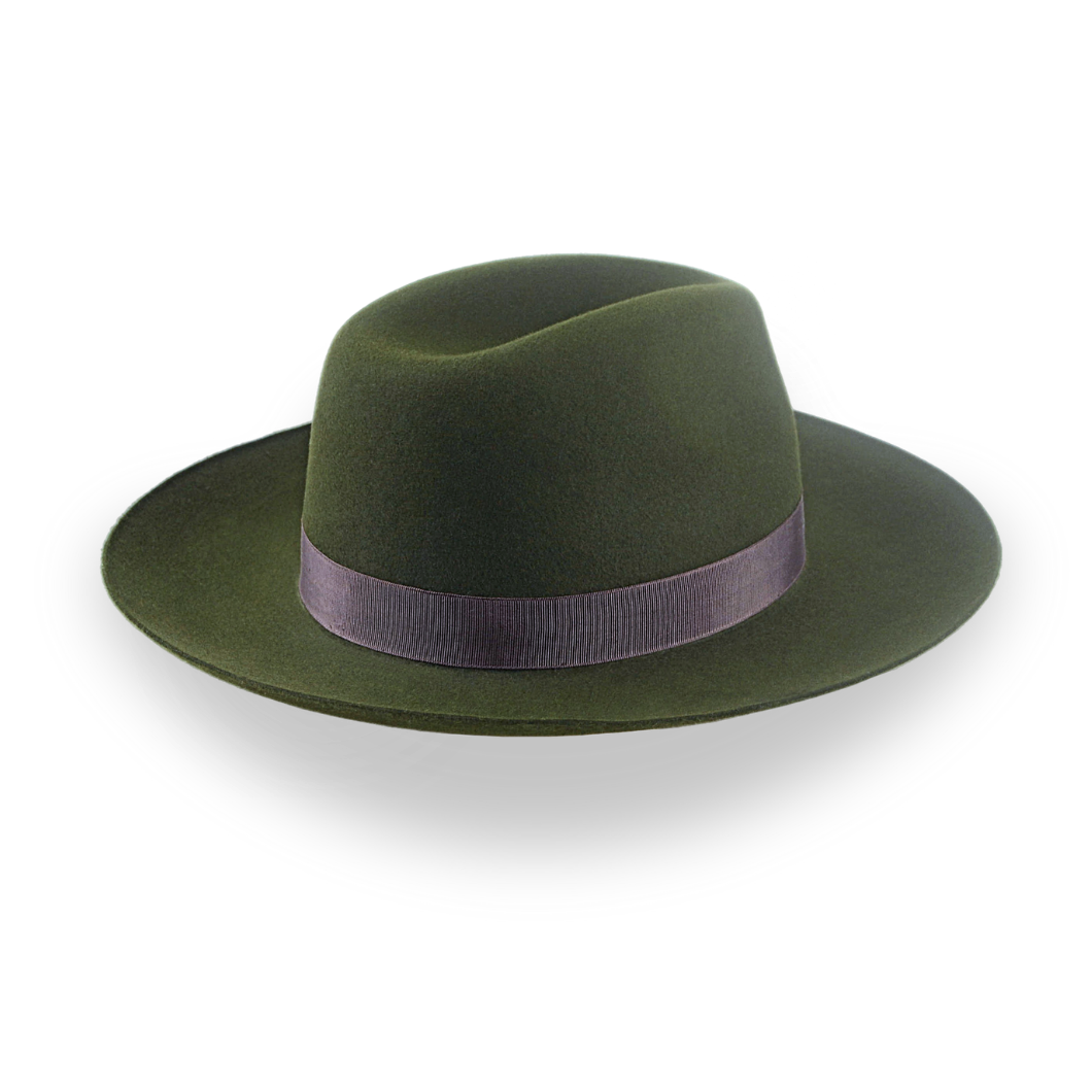 Dark Olive Green Wide Brim Outback Fedora | The Reconnoiter - Agnoulita Hats 4