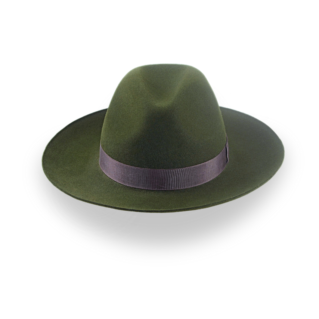 Dark Olive Green Wide Brim Outback Fedora | The Reconnoiter - Agnoulita Hats 6