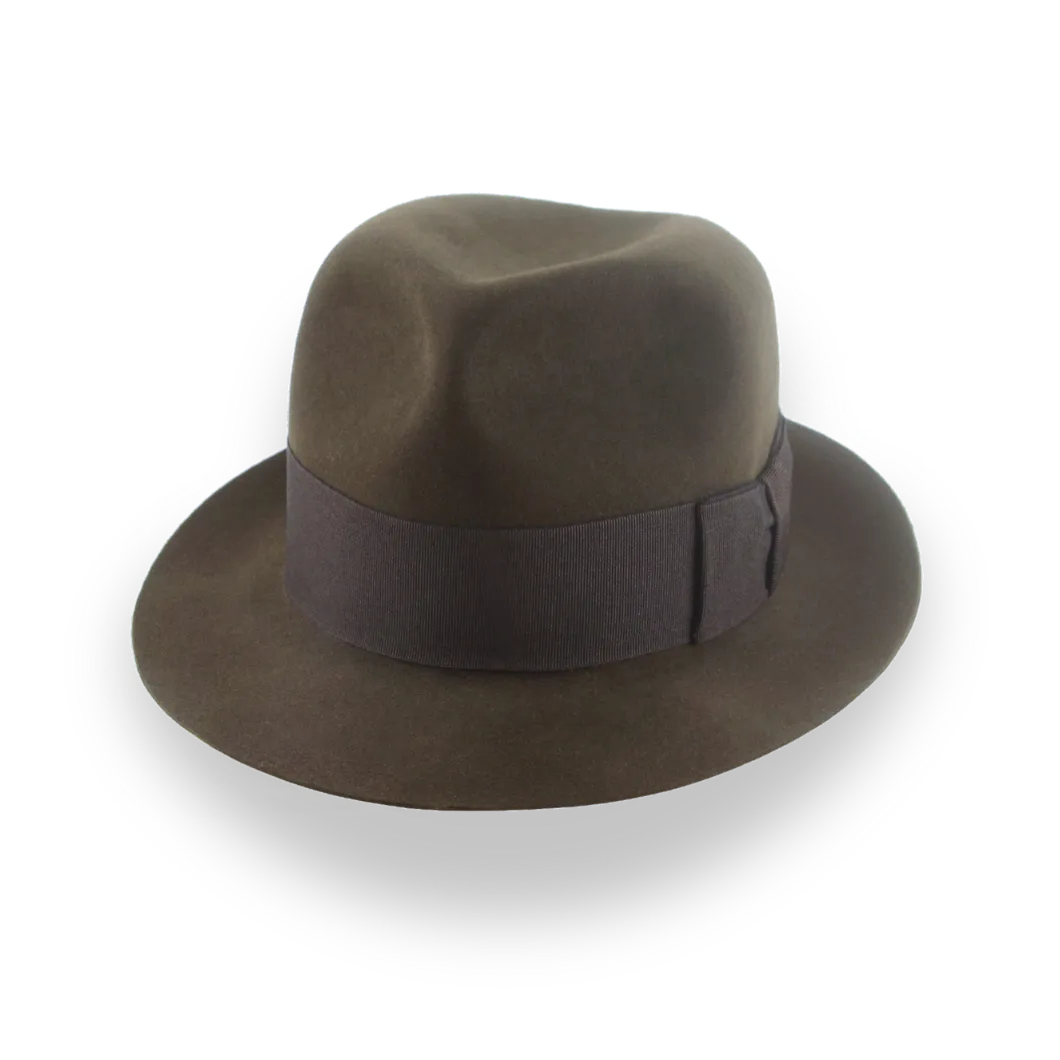 Dark Olive Mens Trilby Hat in Premium Beaver Felt | The Odyssey - Agnoulita Hats 1