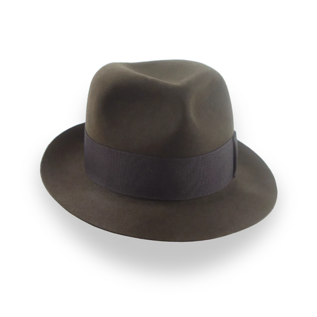 Dark Olive Mens Trilby Hat in Premium Beaver Felt | The Odyssey - Agnoulita Hats 6