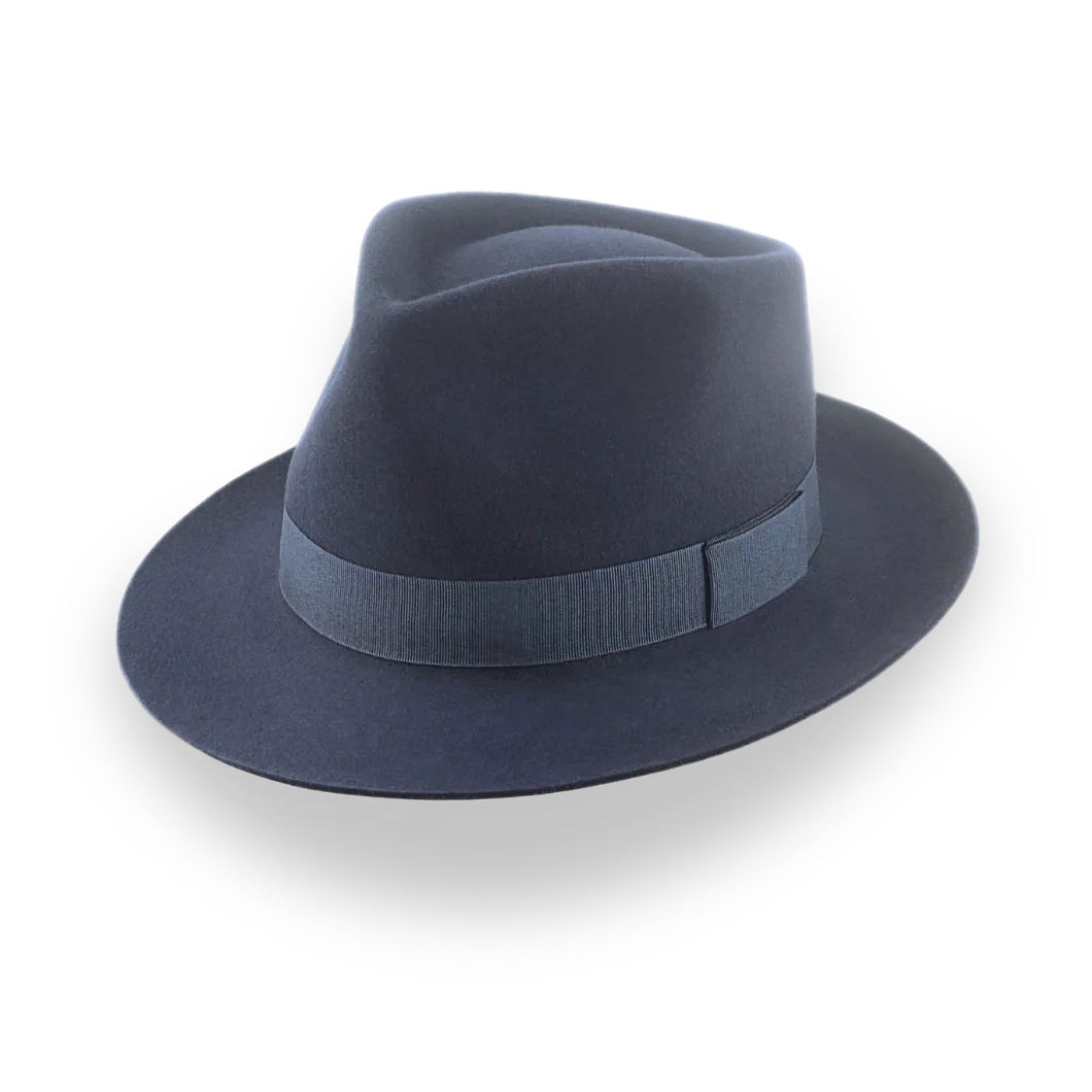 Dark Slate Grey Men's Teardrop Fedora in Smooth Fur Felt | The Diplomat - Agnoulita Hats 1