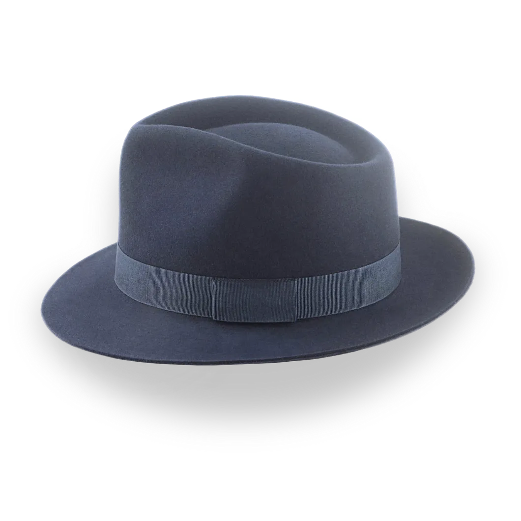 Dark Slate Grey Men's Teardrop Fedora in Smooth Fur Felt | The Diplomat - Agnoulita Hats 2