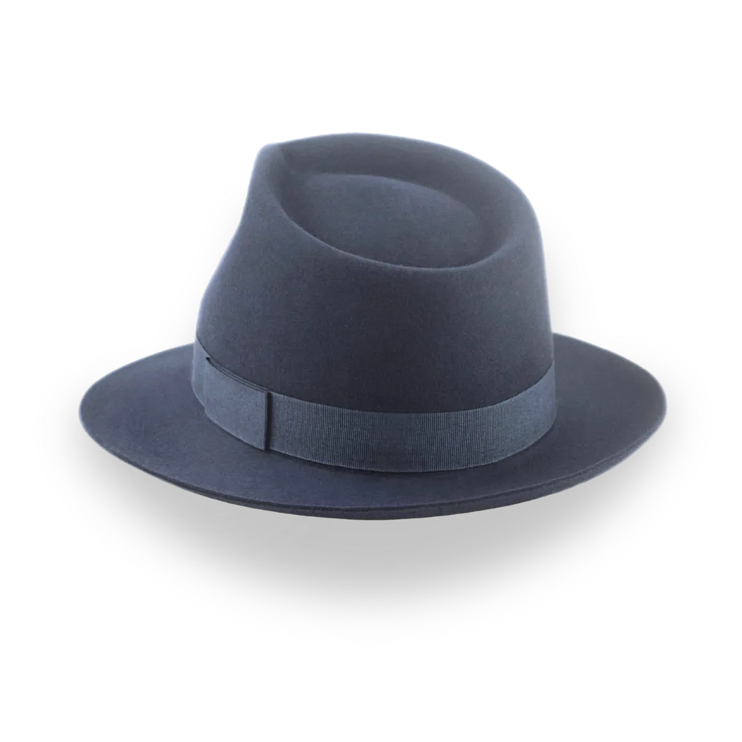 Dark Slate Grey Men's Teardrop Fedora in Smooth Fur Felt | The Diplomat - Agnoulita Hats 3