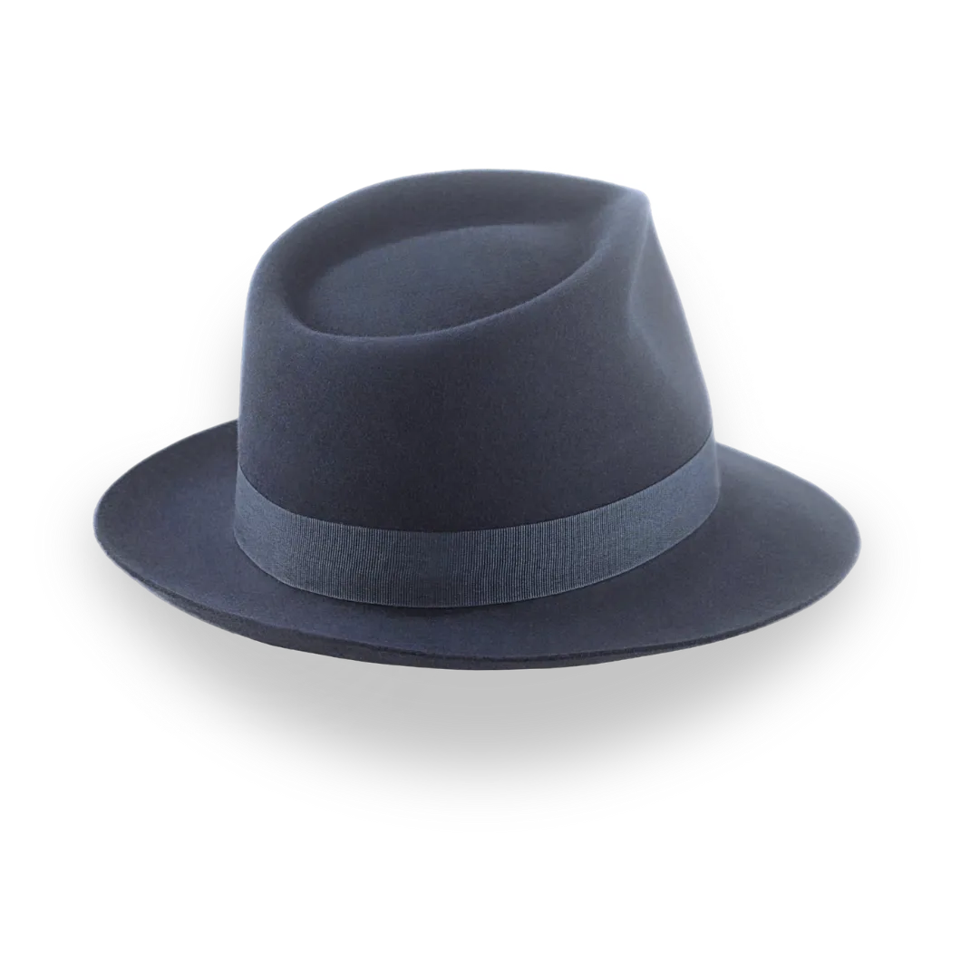 Dark Slate Grey Men's Teardrop Fedora in Smooth Fur Felt | The Diplomat - Agnoulita Hats 4